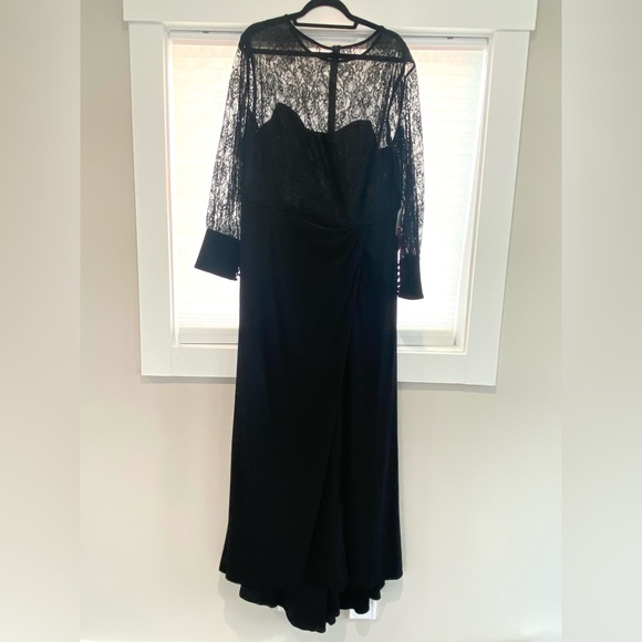 Mac Duggal Sequin Lace Illusion Black Formal Evening Gown Plus Size - Picture 4 of 12